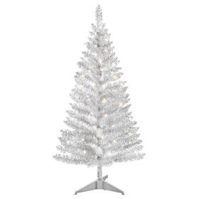 Bcn40t-115st-50l Leeheeyee 4ft Silver Artificial Christmas Tree With Warm White Lights And Sparkling Tips