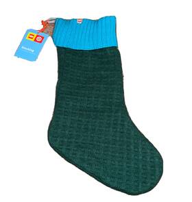 355002026 Lego Target 20 Inch Textural Color Block Sweater Knit Christmas Stocking Green