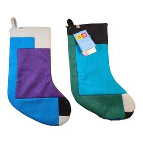 335004587 Lego Collection X Target Christmas Stocking Lot Of 2 Color Block Felt Green Purple Teal 20 Inch