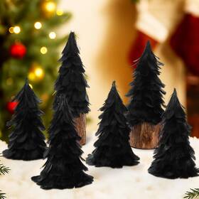 Koo-leinuosen-1871 Leinuosen 6 Pcs Halloween Feather Tree Table Top 8 Inch Xmas Tableto