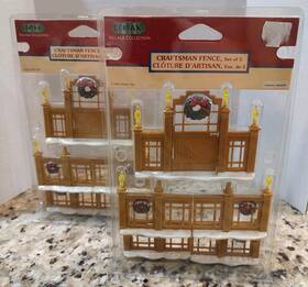 Lemax 728162441805 2004 Christmas Village Collection Craftsman Fence Lot Of 2 Wreath Snow New