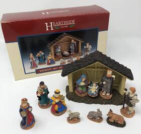 Lemax 728162631794 Hearthside Village 11 Pc Nativity Resin Figures 1996 In Box Christmas