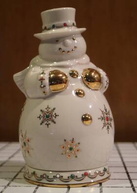 Lenox 091709441614 China Jewels Christmas Snowman Cozy Lite 2 Piece Candle Holder