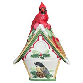 Lenox 091709443274 Winter Greetings Everyday Birdhouse Covered Candy Dish 2003 Christmas