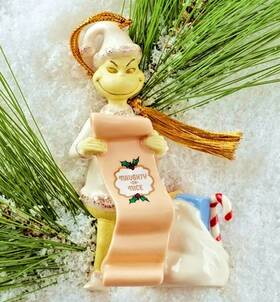 Lenox 194372033114 2025 Grinchs List Ornament Dr Seuss Xmas Porcelain 24k Gold Nib 4 Lots