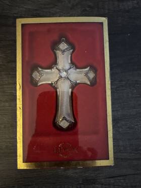 6184527 Lenox Holiday Cross Silverplated Ornament With Box Crystal Christmas Decor Gift