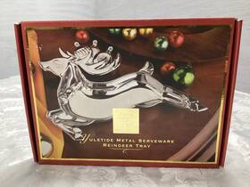 6212261 Lenox Yuletide Silver Metal Serverqare Reindeer Tray Christmas 10 Inch