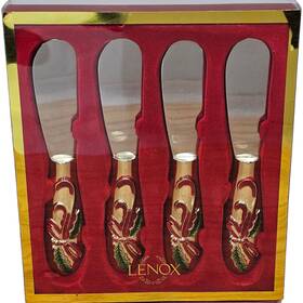6407852 Lenox Christmas Holiday Nouveau Cheese Spreaders Set Of 4 In Box Brass Plated