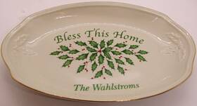 772133 Lenox Holly Berry Serving Platter Bless This Home Tray Holiday Christmas