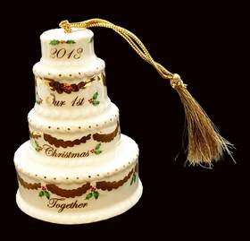 838175 Lenox 2013 Inch Our 1st Christmas Together Cake Gold Roses Hanging Ornament