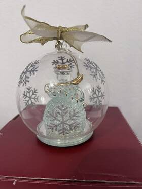 856106 Lenox Glass Wonder Ball Snowman Lit Christmas Ornament 4.75 Inch Color Changing