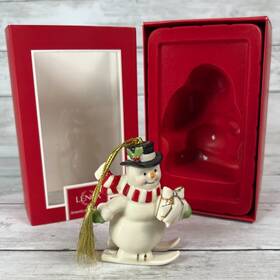 868119 Lenox Ornament Downhill Snowman #868119 Christmas Tree 3.5 Inch Porcelain Decor