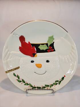 879213 Lenox Christmas Happy Holly Days Snowman Cookie Plate Holiday New
