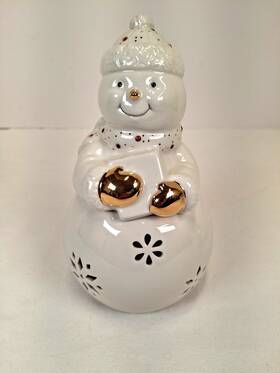 Lenox 882864021489 China Jewels Christmas Snowman Tea Lite Holder Votive Gold Accents