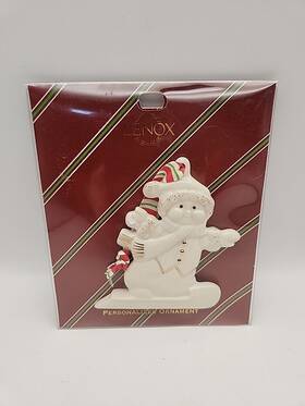 Lenox 882864081445 Xmas Skating Snowman Ornament Merrily Yours Personalized Blank 3.5 Inch
