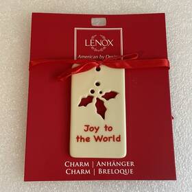 Lenox 882864442475 Joy To The World Charm Tag Christmas Ornament Porcelain Nip 2.8 Inch