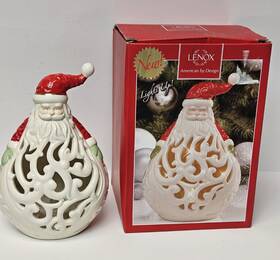 Lenox 882864557377 2017 Ceramic Light Up Santa Merry And Bright 8 Inch Christmas Decor Read