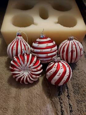 Lenox 882864668660 Peppermint Stripe Red Ornaments Christmas Set Of 5