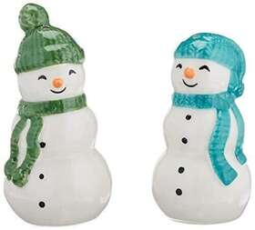 883072 Lenox New In Box Balsam Lane Christmas Snowman Set Of 2 Salt And Pepper Shakers