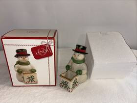 885766 Lenox China Christmas Holiday Snowman Candy/trinket Dish 7 Inch Sku With Box