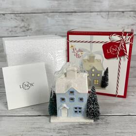 891480 Lenox Blue Bungalow Ornament Light-up #891480 Glitter Christmas Tree Decor