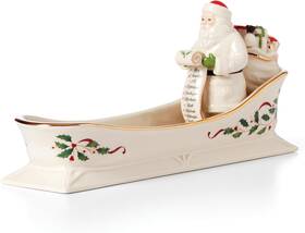 894187 Lenox 894187/no Christmas China Holly Holiday Santa Sleigh Cracker Tray N/o