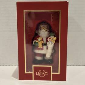 894884 Lenox 2023 Santa And Stocking Christmas Ornament Teddy Bear 3.75 Inch