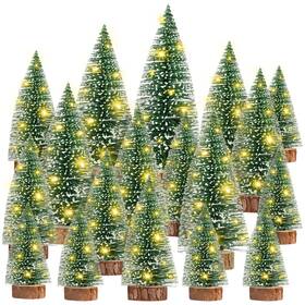 Tin-lenwen-1880 Lenwen 18 Packs Mini Christmas Trees Decor Bottle Brush T