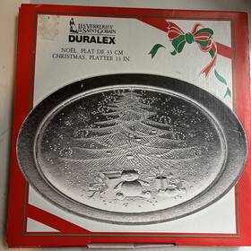 3530 Les Verreries De Saint Gobain #3530 Duralex 13 Inch Christmas Tree Platter France Vtg