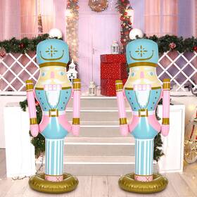 Ifs-leyndo-2750 Leyndo 5 Ft Inflatable Pastel Pink Nutcracker Figures - Christmas Lawn Decor 2pcs