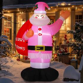 Ifs-leyndo-3232 Leyndo 8 Ft Christmas Inflatable Santa Claus Outdoor Pink