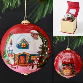 Li Bien 850064971026 Merry Christmas 2024 Large Glass Ball Ornament House New Rare Nib Pier 1