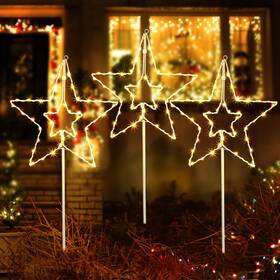 Lx7342-y1 Liantral Pathway Lights 3 Pack Christmas Star Warm White