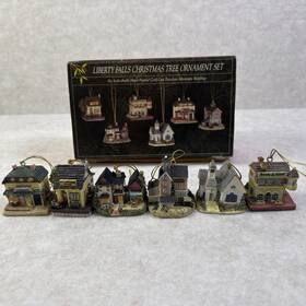 Liberty Falls 757917210137 Vintage Set Of 6 Miniature House Christmas Tree Ornaments In Box