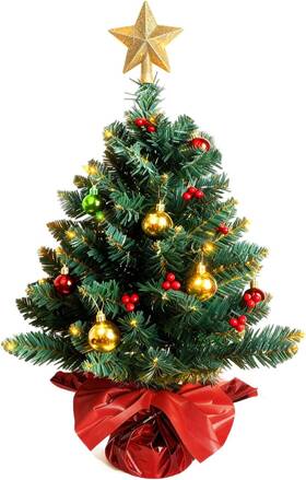 Liecho 744759836915 24 Inch Tabletop Christmas Tree Artificial Mini Xmas Pine With Led String