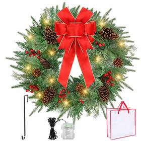 Lf8033 Lifence 30 Inch Christmas Wreath Decorations Artificial Wreaths With 70 Led Lights 8