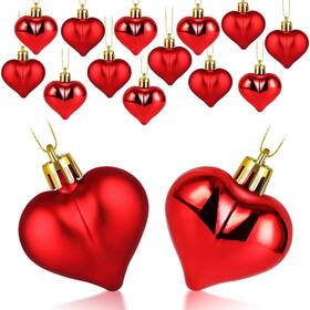 Liitrton 720643416296 15 Pcs Heart Shaped Decorations For Christmas Tree Party Decor Red