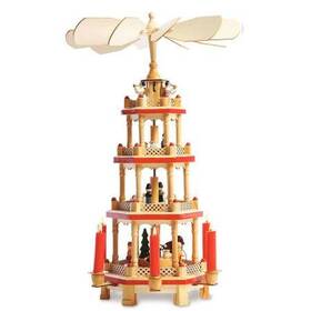 A816097 Lillian Vernon German Christmas Pyramid - 17 Inch Spinning Nativity Table Top