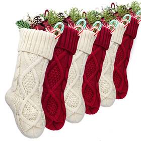 Limbridge 745780010718 Christmas Stockings 6 Pack 15 Inches Small Size Cable Knit Knitted Xmas Rust