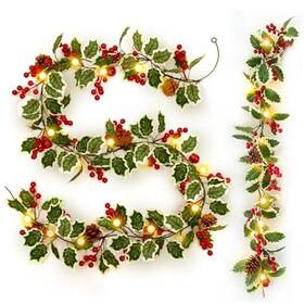 Qx-u-o-i-400-80-a-c Linhai Qixiang Lightning Co. Ltd 2 Pack Pre-lit Christmas Garland With Lights 5.7ft 20led Battery Operated