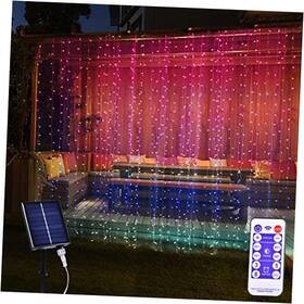 Linhai Xin Xiang Lian Lighting Co. Ltd 722772732599 300 Led Solar Curtain Lights Outdoor Indoor Christmas Fairy Window Multicolor