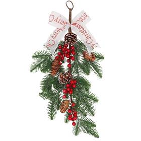 Liucogxi 424640362649 Christmas Teardrop Swag Wreath With Pine Cone And Artificial Red Berry
