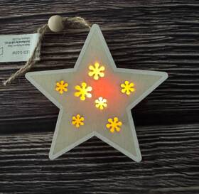 Ha9654 Livarno Home Decorative Led Light Up Ornament Wood Star Snowflakes Christmas