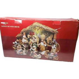 Living Home 029944428091 Holiday 48 Piece Fine Porcelain Christmas Nativity Set With Creche New