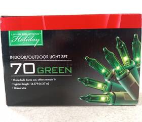 Living Solutions 049022337855 New Christmas Lights Green Color Led Light Set 14-ft Wire Indoor/outdoor