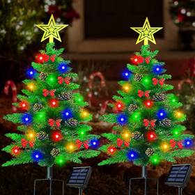 Lhgz24-l2 Lmtocs Upgraded 3.6ft Solar Christmas Tree Pathway Lights 2 Pack 100 Led Xmas