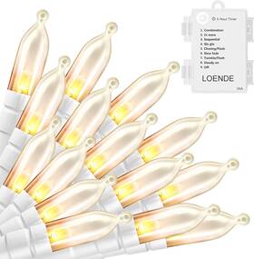 668-1001-1060 Loende Led Mini Lights With Timer Christmas 1 Pack White Wire Warm