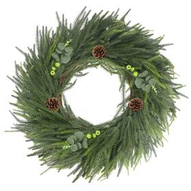 Hm5642 Lokeisna Real Touch Norfolk Pine Wreath 24 Inch Artificial Christmas Wreaths For Front Do