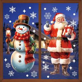 Junioo-us-dk1032m1p1 Lokipa Large Christmas Window Clings 2 Sheets Extra Santa Claus Snowma