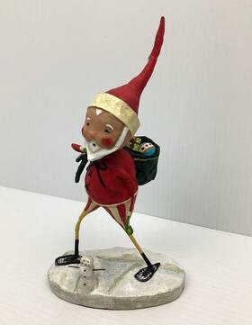 11091 Lori Mitchell Snow Shoe Santa Polyresin Christmas Delivery Snowman Read